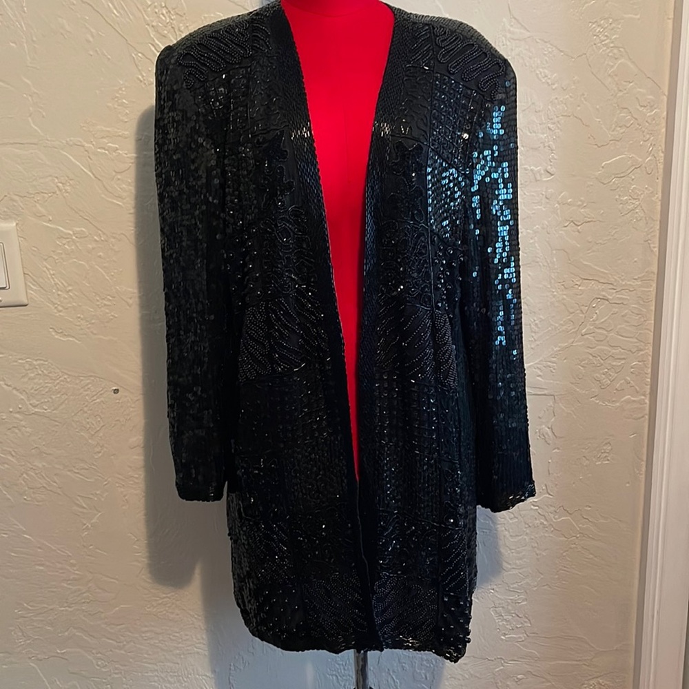 Patchwork Silk Beaded Evening Jacket